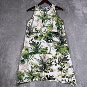 TOMMY BAHAMA Women's Palm Green & White LINEN BLEND DRESS sz S/P Beach Coast